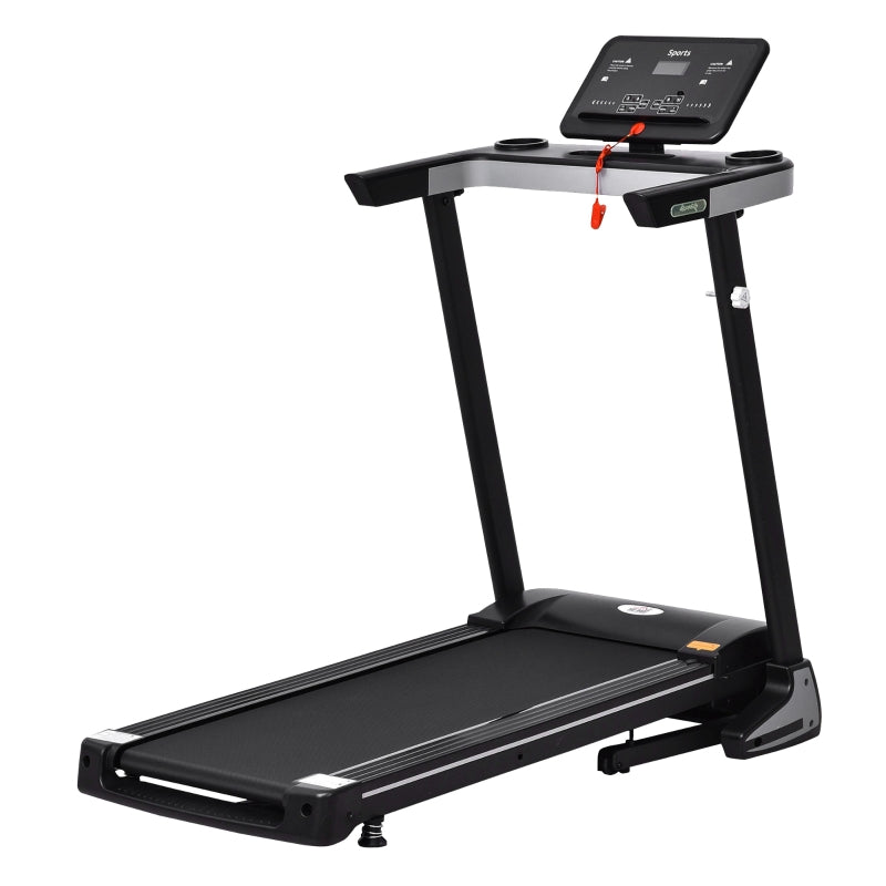 Folding Treadmill for Home, Motorised Running Machine w/ LCD Display, Black
