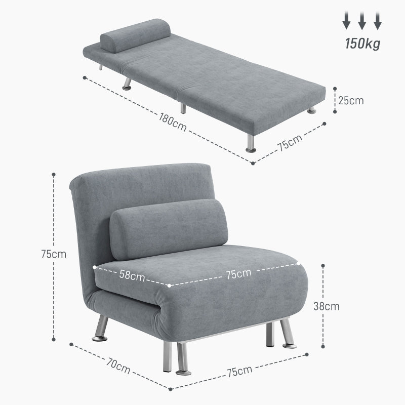 Single Sleeper Chair - Velvet-Feel Grey