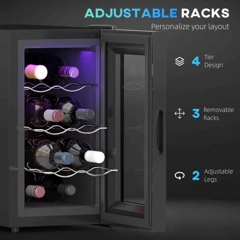 Mini Table Top Wine Fridge, 8 Bottle 17L, 8-18?? Quiet, Glass Door LED Light Digital Touch Screen