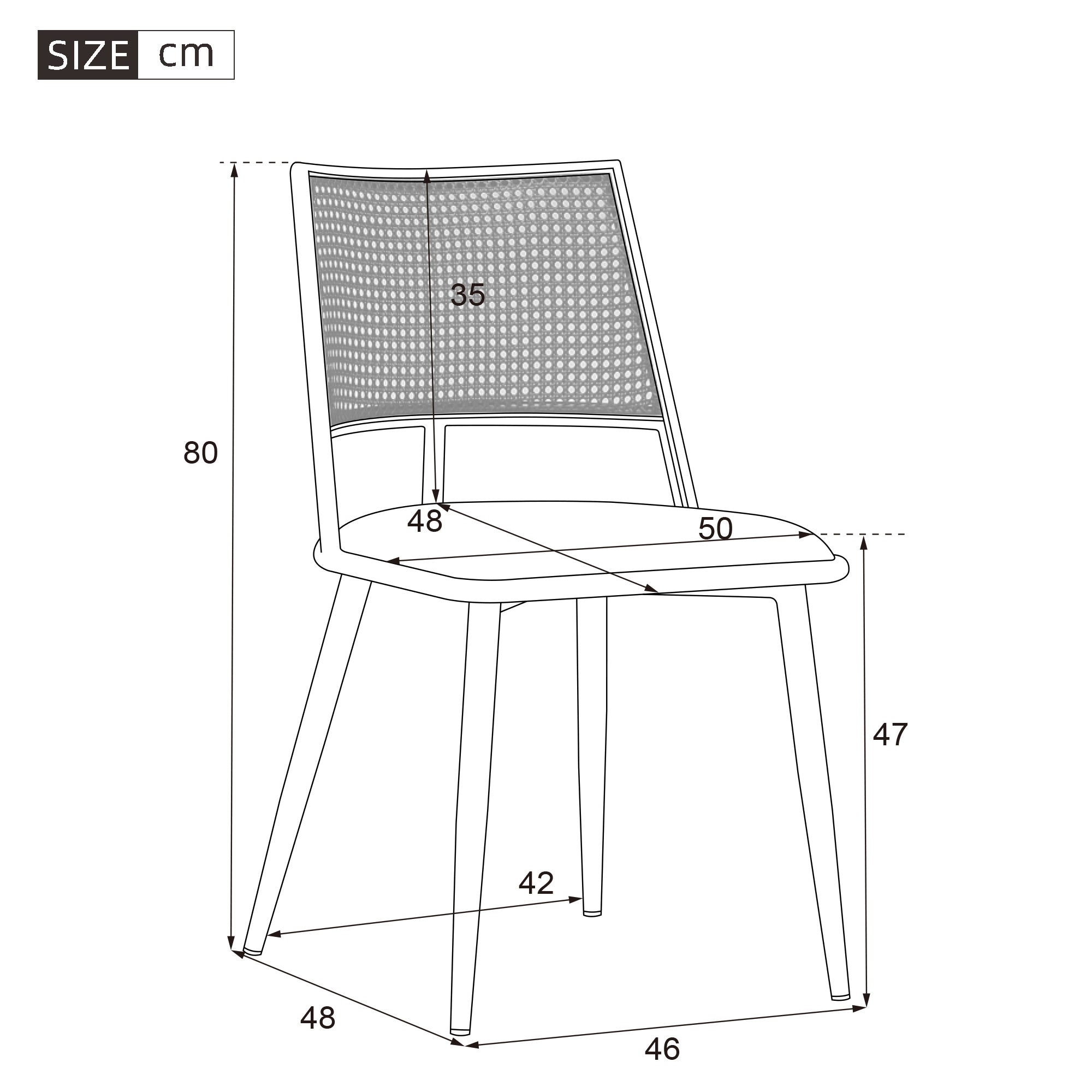 Set of 2, PU seat, rattan backrest, Bamboo kitchen chair with imitation rattan backrest and retro side armchair, suitable for home, restaurant, living room, cafe,beige
