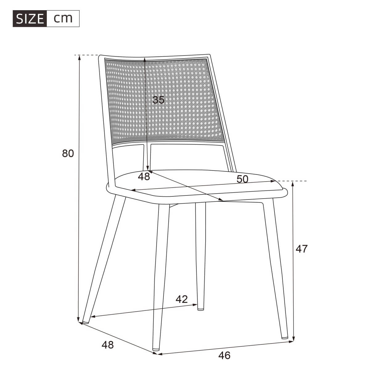 Set of 2 PU & Rattan Kitchen Chairs ¨C Bamboo Frame Retro Side Chairs for Home, Caf¨¦ & Restauran