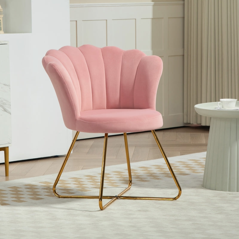 Lotus Petal Accent Chair, Velvet-Feel, Pink