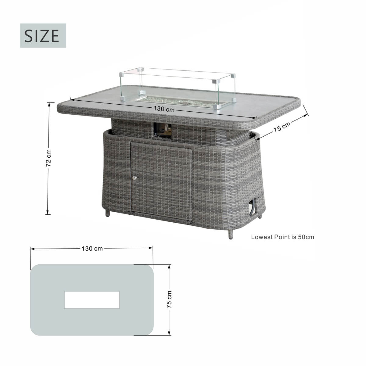 Aluminium Lift-Top Fire Pit Table ¨C Adjustable Coffee & Dining Table