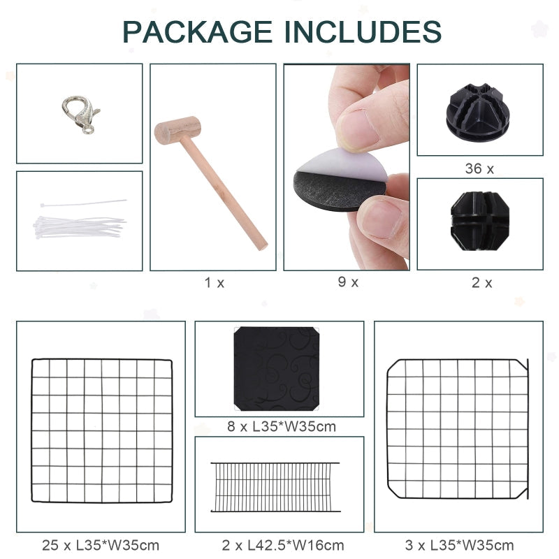 Pet Playpen Cage Enclosure, 39 Panels 3 Doors 2 Ramps, Metal Wire Fence Black