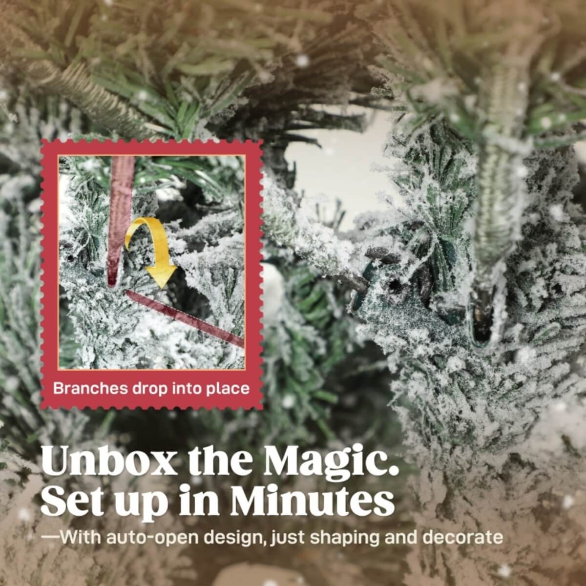 Artificial 6ft Flocked Christmas Tree ¨C Lifelike Full Branches, Foldable Metal Stand, Home Holiday D¨¦cor