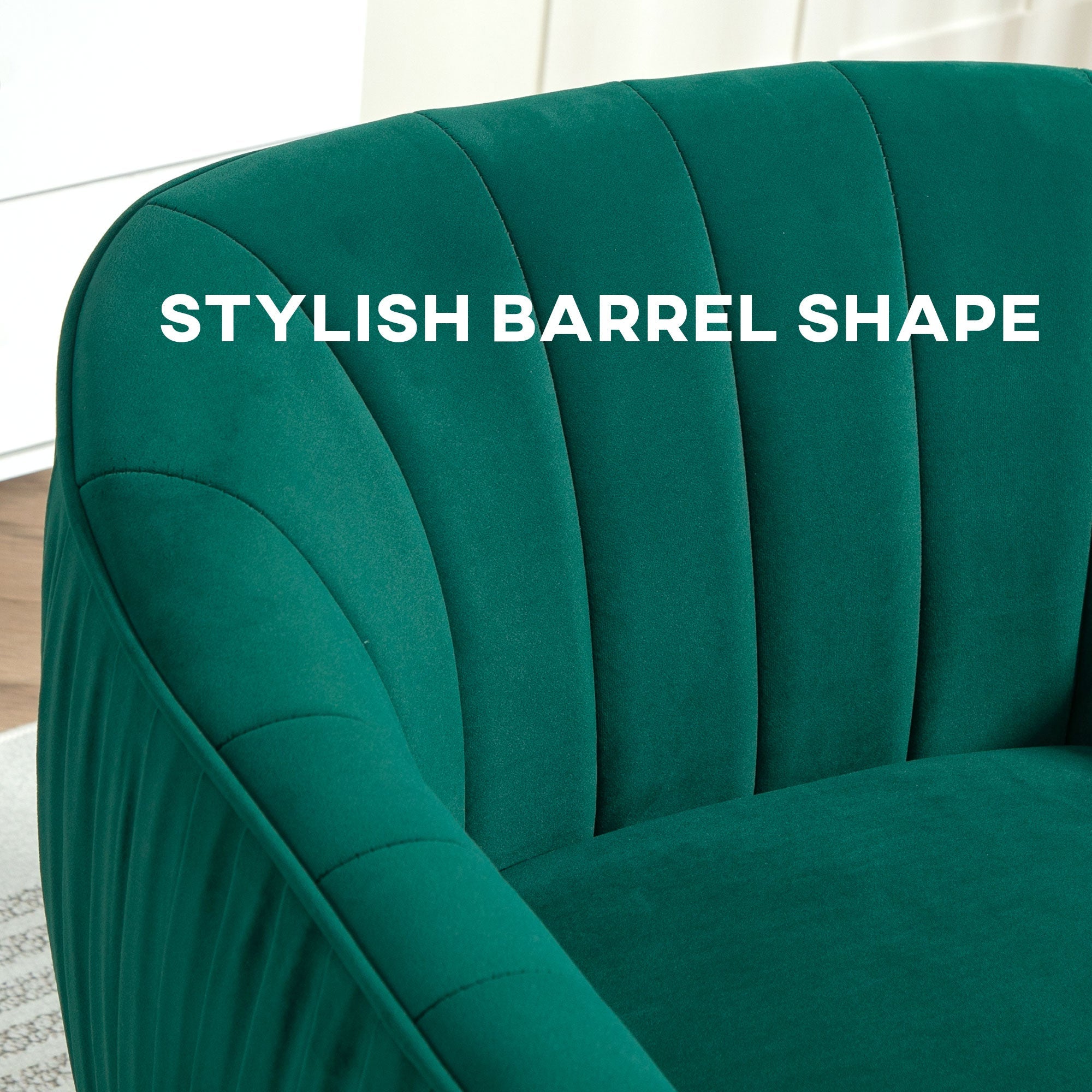 Velvet-Feel Accent Chair with Shell Back - Green