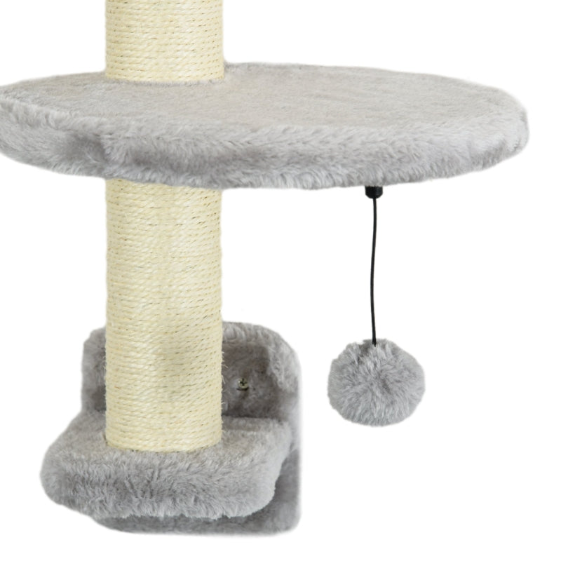 Cat Shelves, Three-Piece Wall-Mounted with Hammock, Ladder, Platforms, Scratching Post - Grey