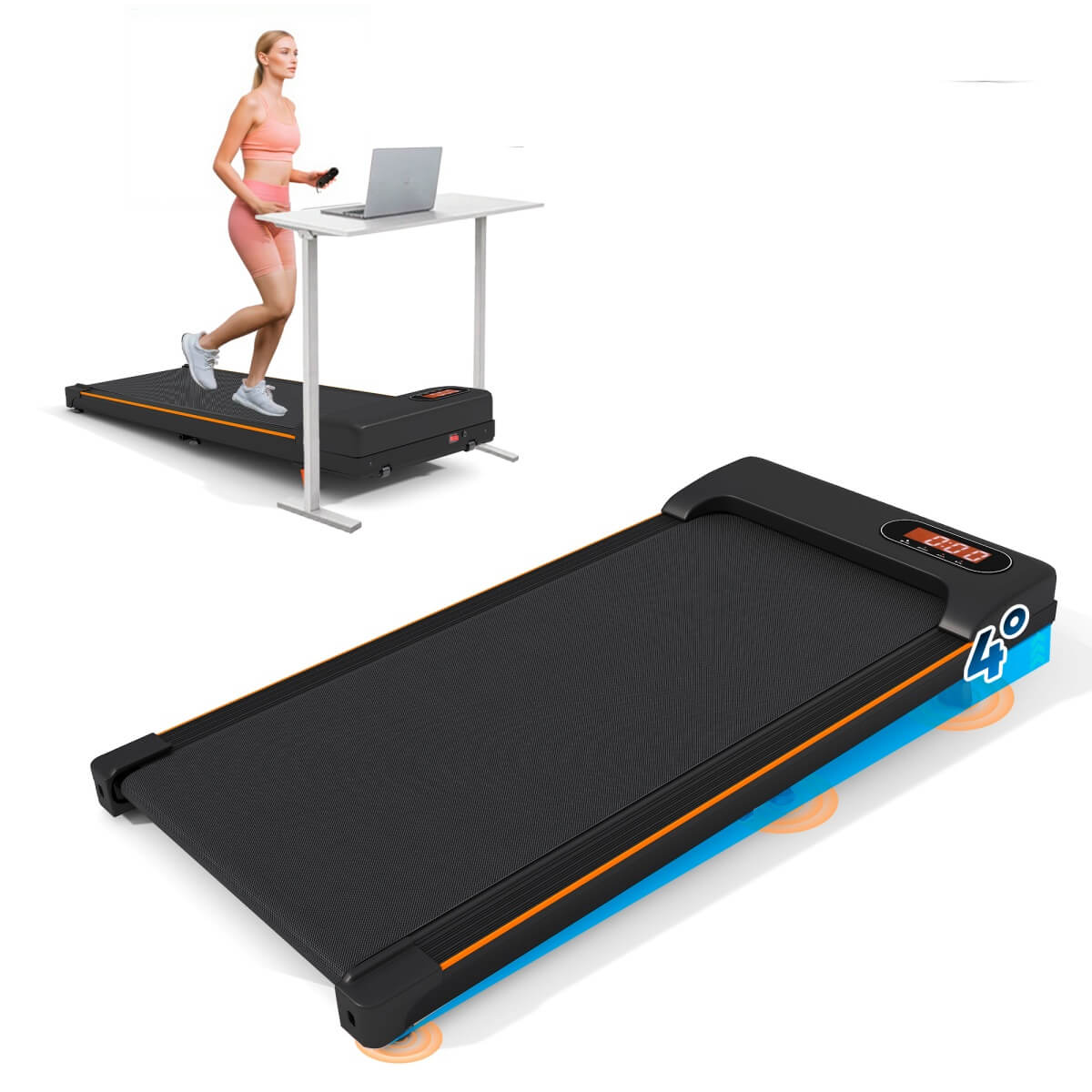 Folding Under Desk Walking Treadmill ¨C Adjustable Incline 1¨C6 km/h, Low Noise Home & Office Exercise Machine, LED Displa