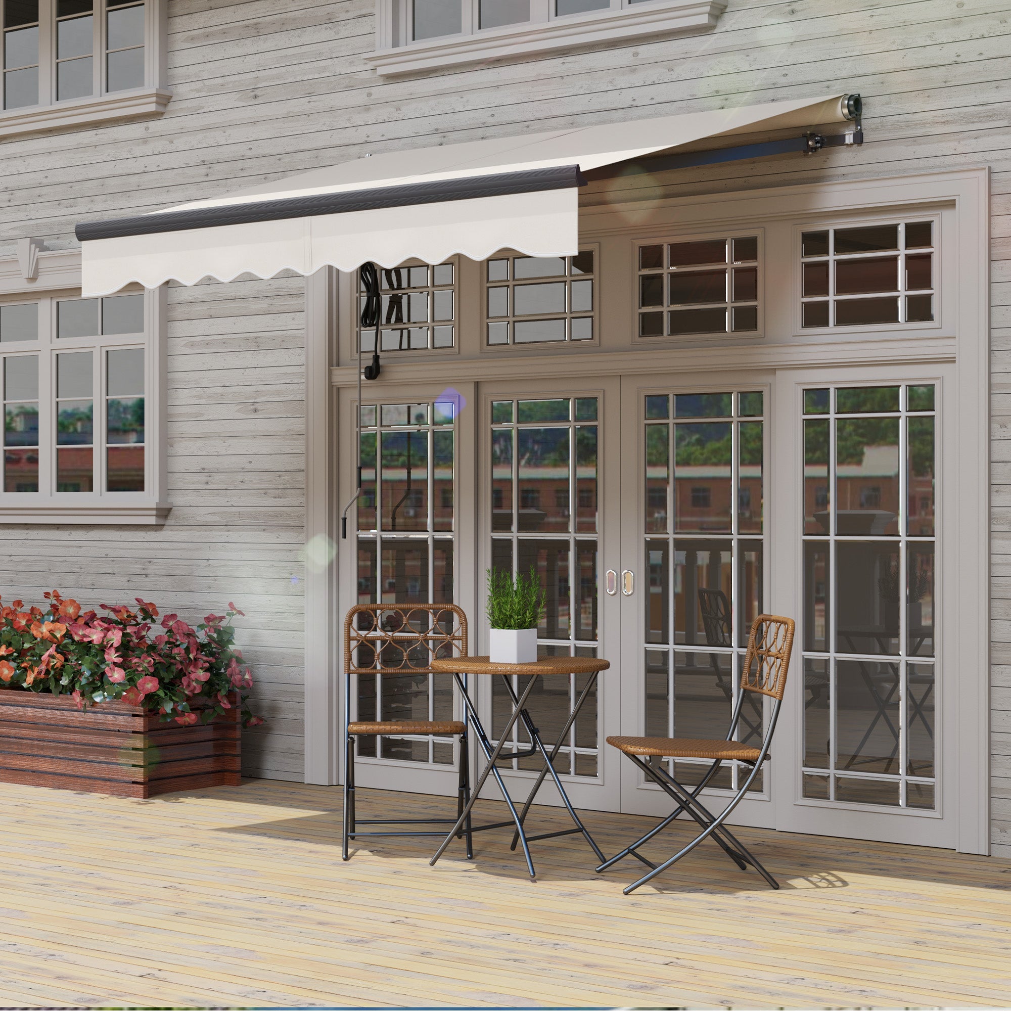 Electric Awning 2.5 x 2m, Remote Control Retractable UV30+ Sun Shade, Aluminium Beige