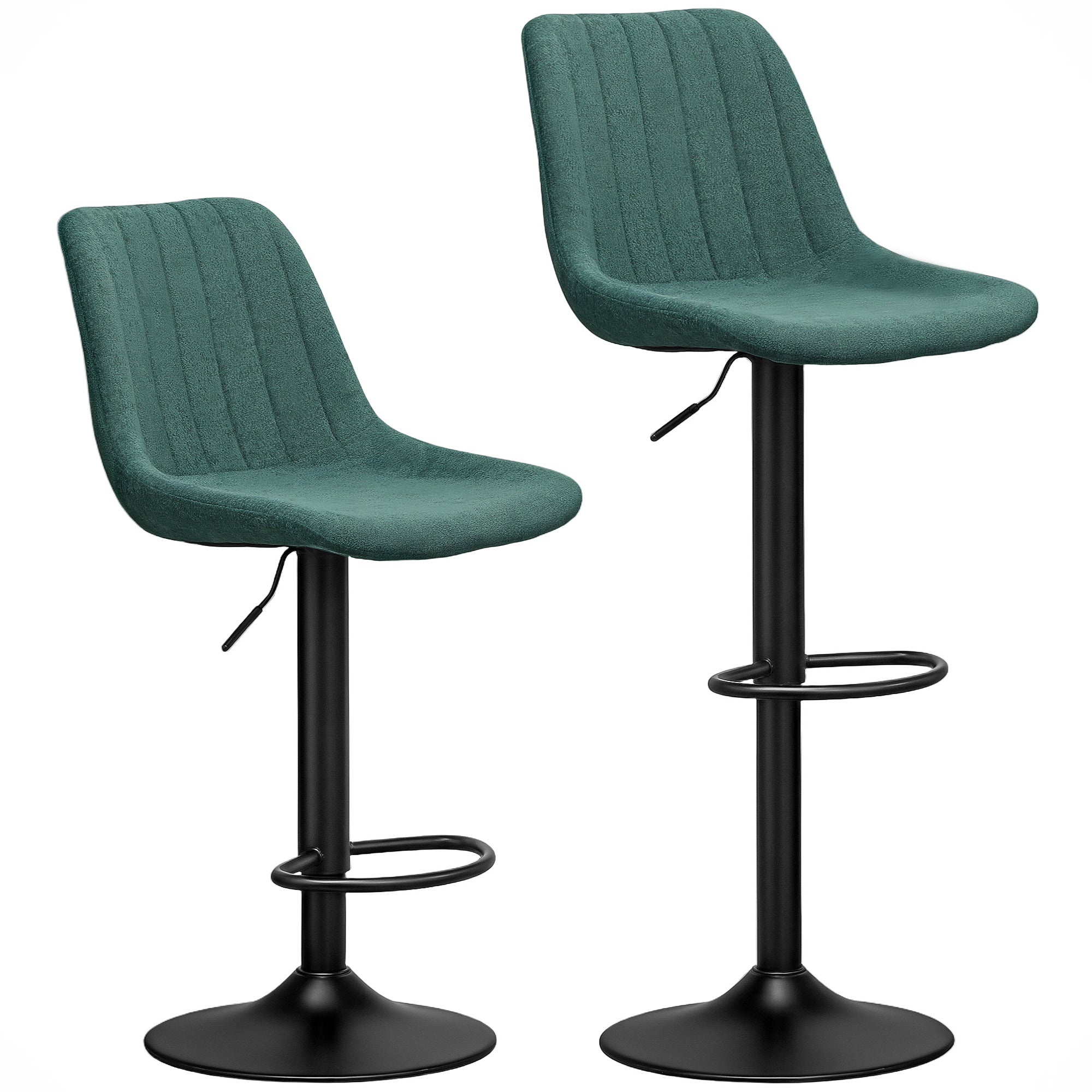 Tub Bar Stools, Set of Two Chenille-Feel - Green