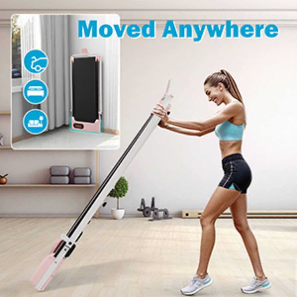 Folding Treadmill with Handrail ¨C Adjustable Incline, 1¨C10 km/h Running Machine with LED Display & Phone Holder