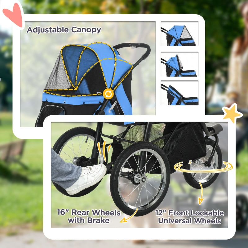 PawHut Pet Stroller Foldable Travel Carriage, Blue