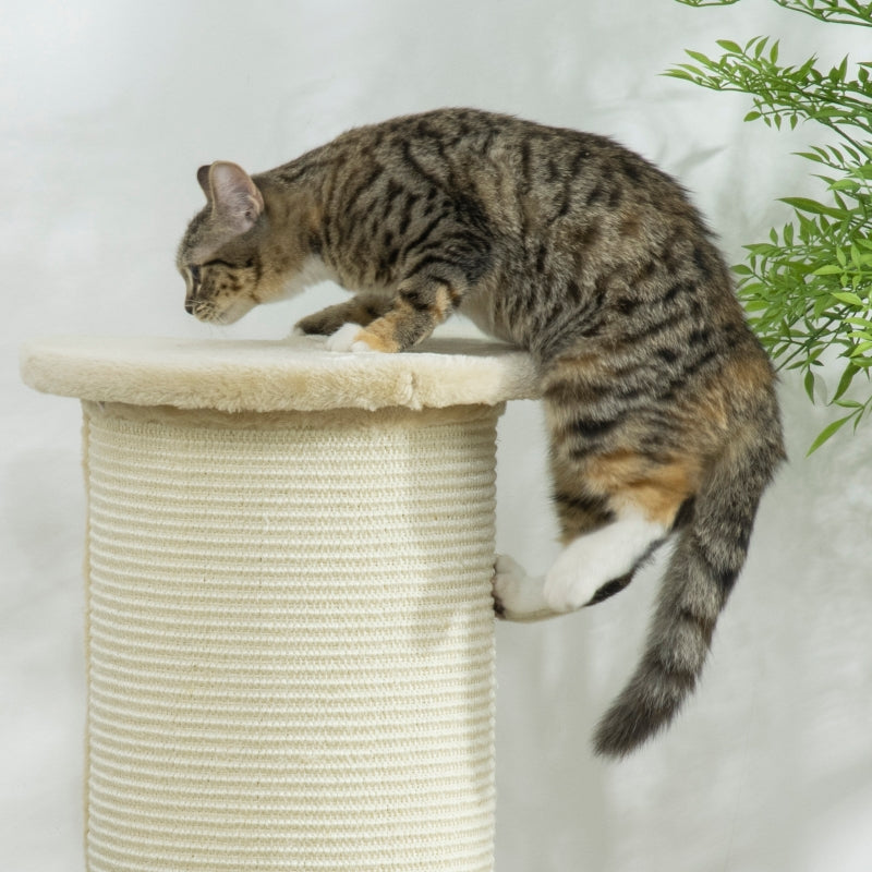 Cat Scratching Post 85cm Tall, Sisal Rope, Soft Plush, Anti Tip - Beige