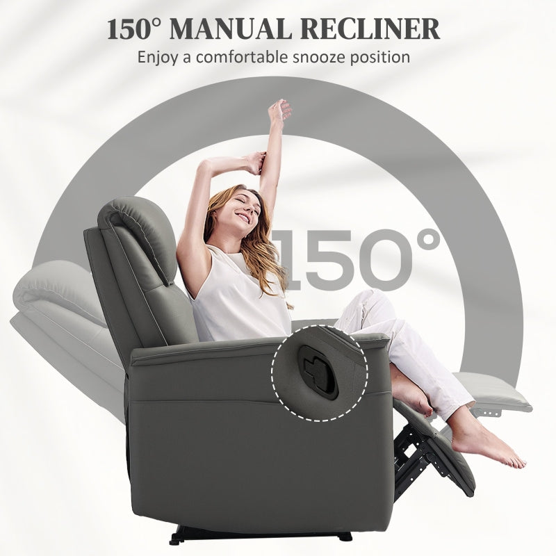 Recliner Armchair with Adjustable Leg Rest, Side Pockets, Microfibre Light Grey