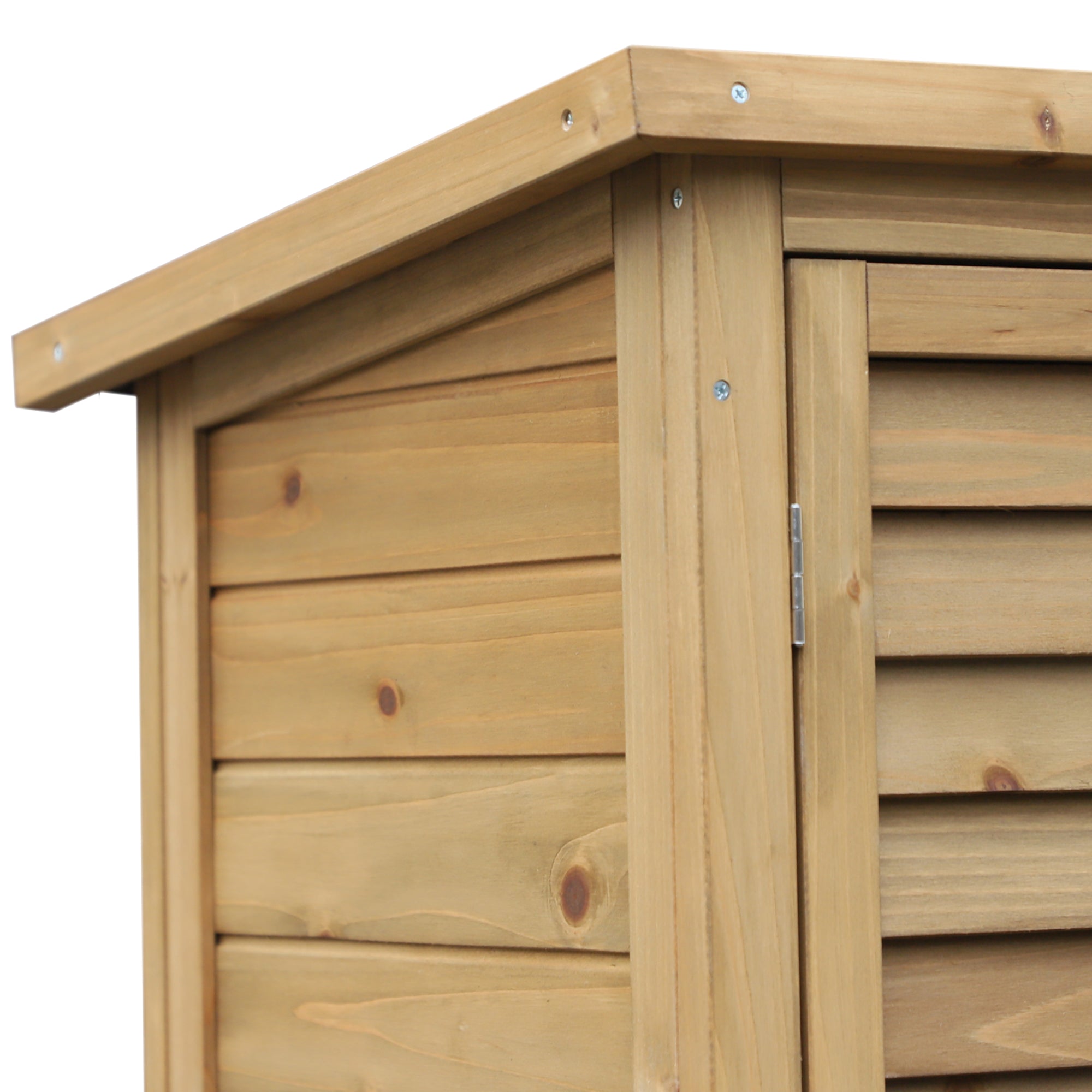 Garden Shed Wooden Storage Cabinet, 2 Door Fir Wood, Natural