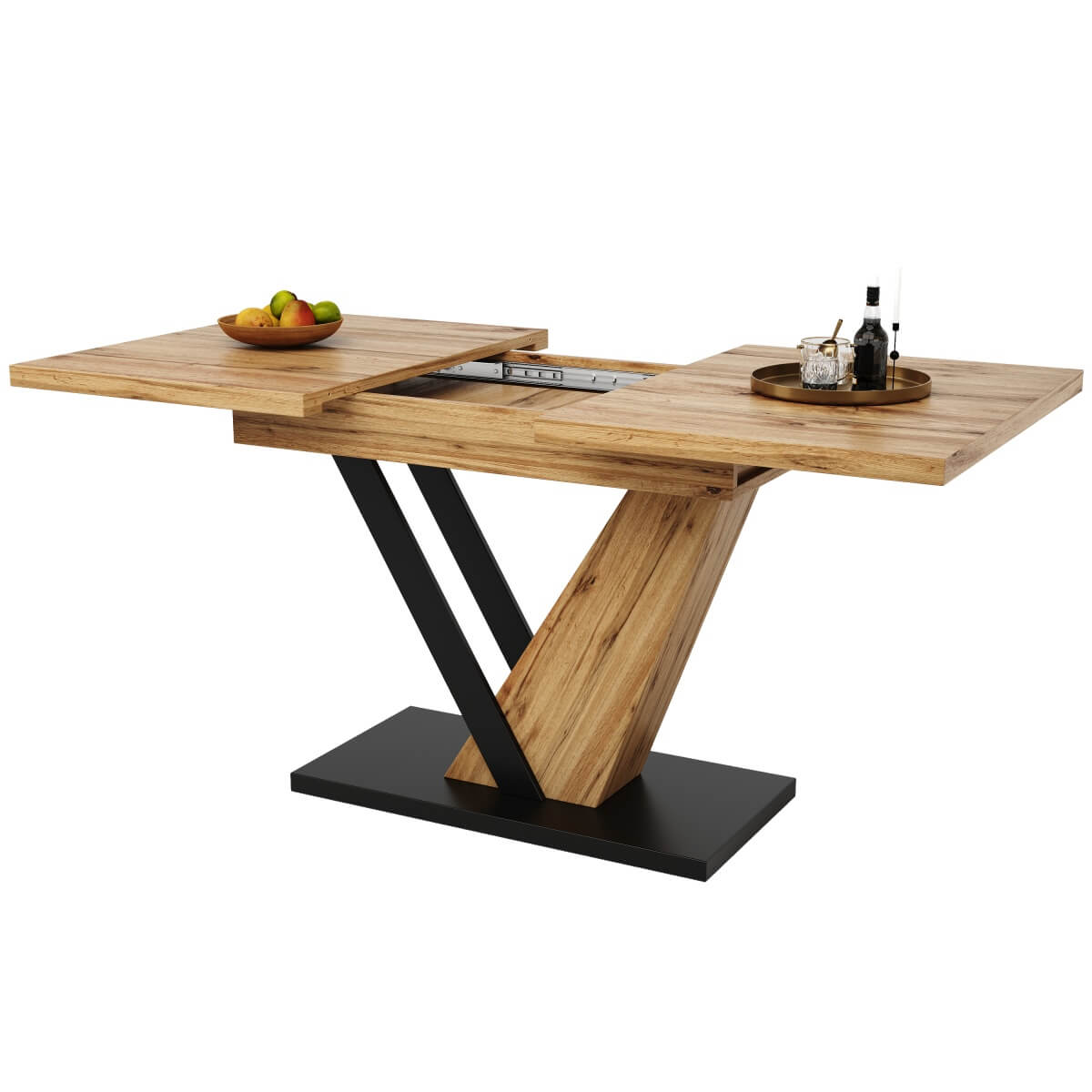 Extendable Dining Table – 120–160cm Wood Grain Table for Kitchen & Living Room