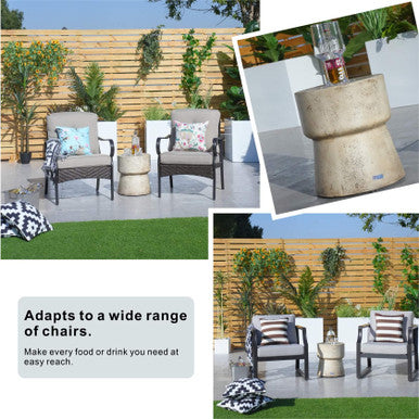 Outdoor Imitation Wood Waterproof Cylindrical Edge Coffee Table—PAT-2464ST