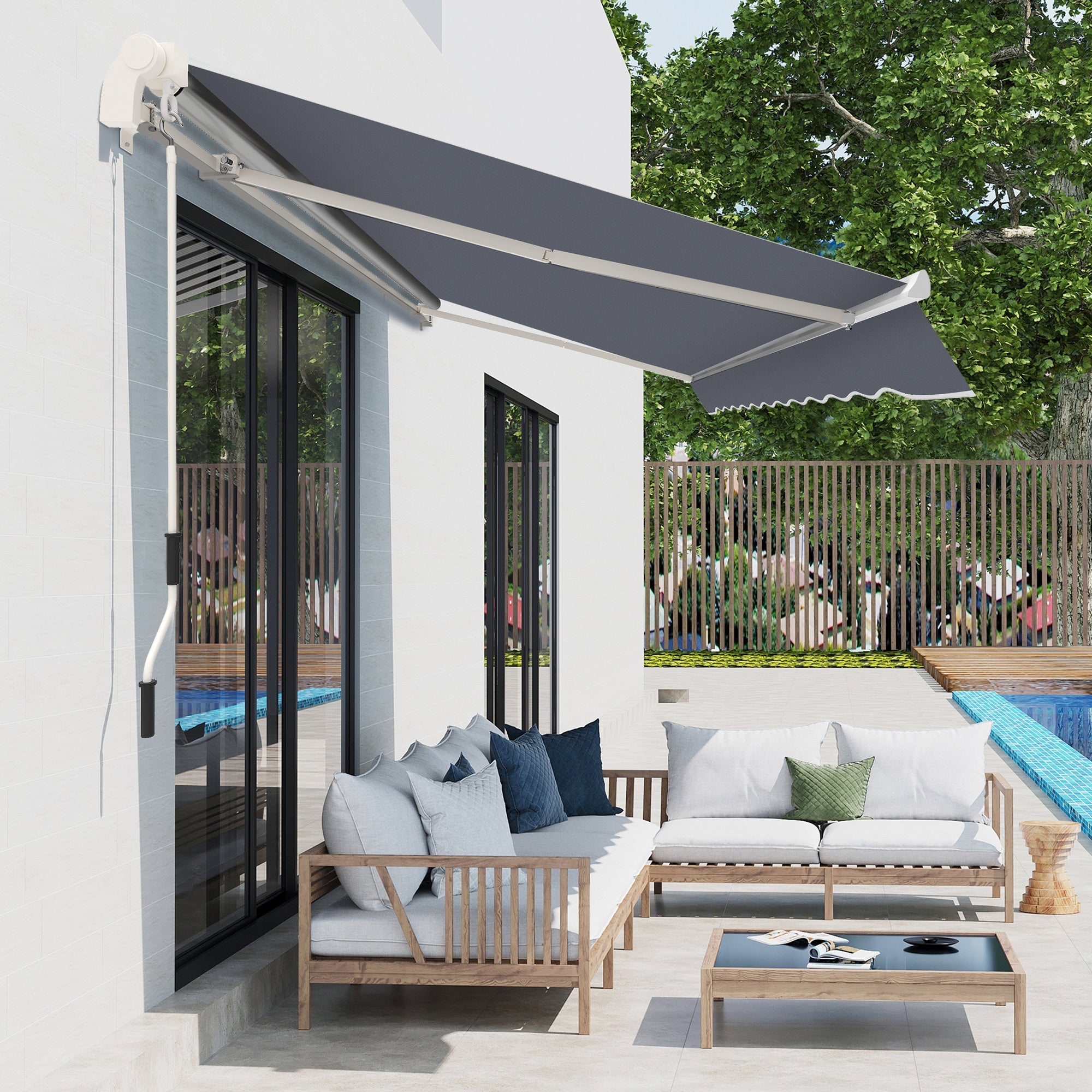 Manual Retractable Awning 4m x 3m - Grey