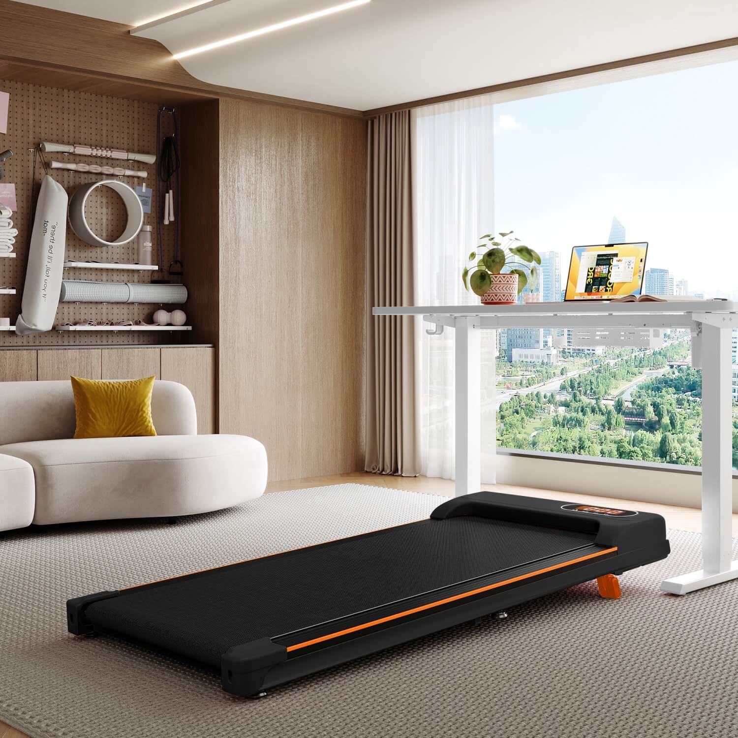 Folding Under Desk Walking Treadmill ¨C Adjustable Incline 1¨C6 km/h, Low Noise Home & Office Exercise Machine, LED Displa