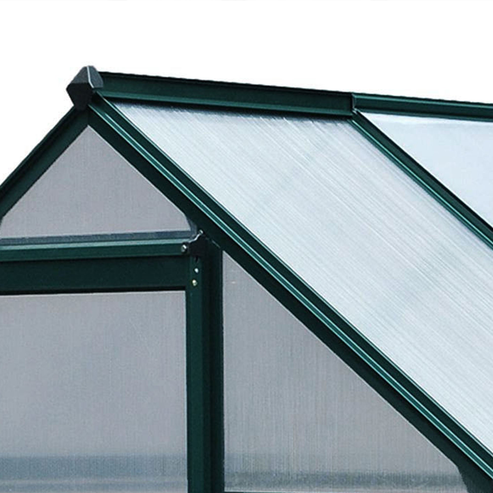 Polycarbonate Greenhouse, Large Walk-In 6 x 4ft with Slide Door and Window, Aluminium Frame, Dark Green
