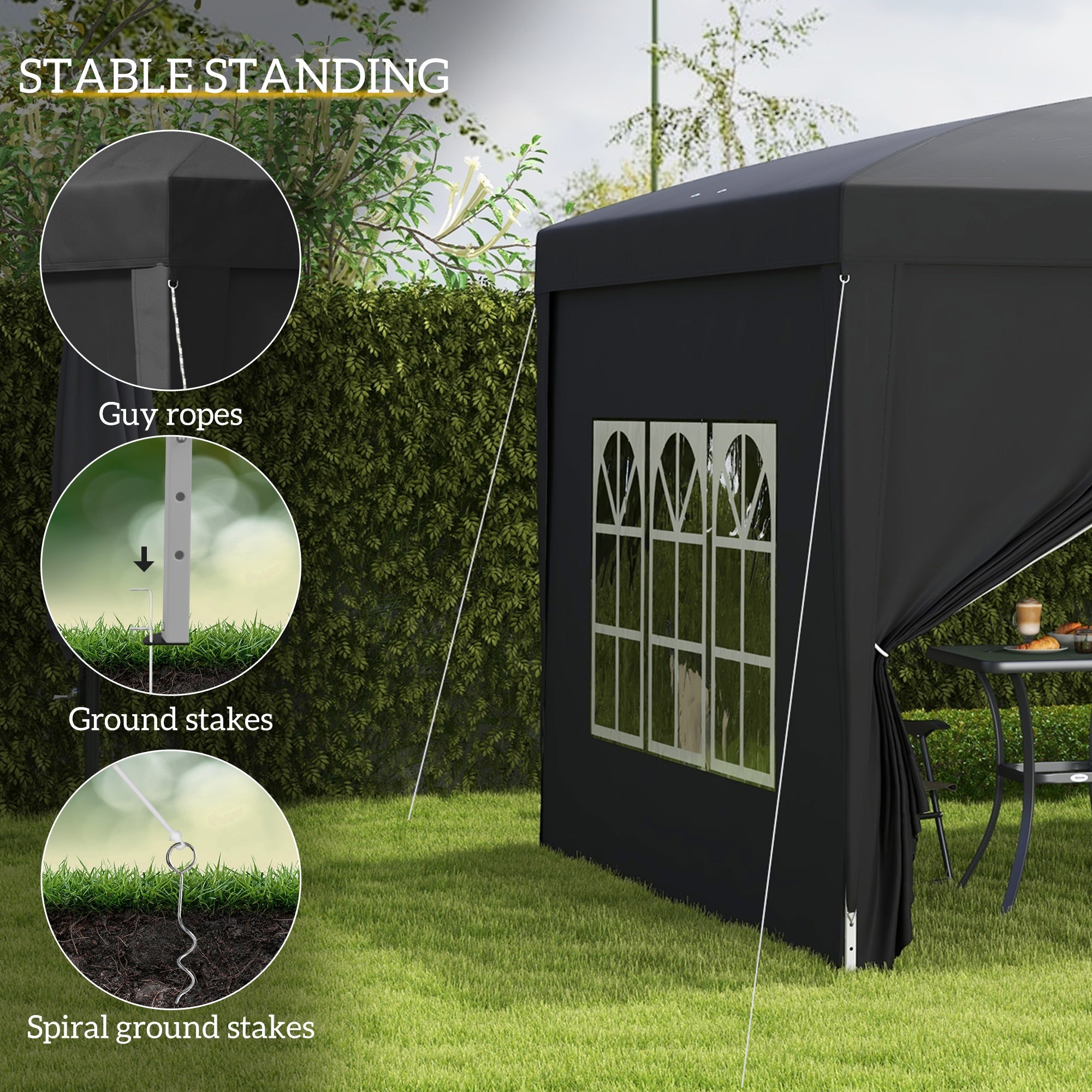 Pop Up Gazebo 3x3m Water & UV Resistant Black