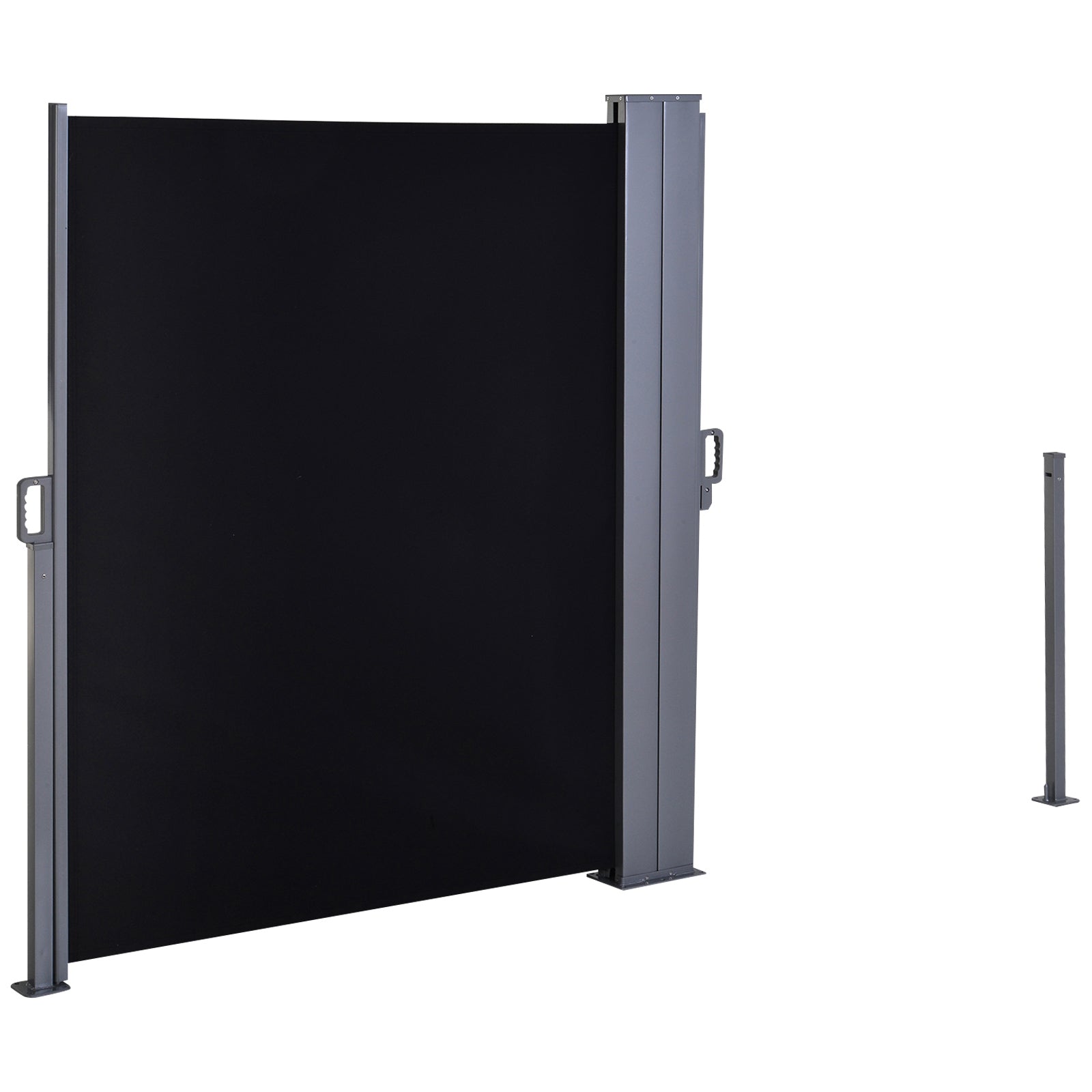 Retractable Awning Double Canopy Side Blind with Steel Frame - Black