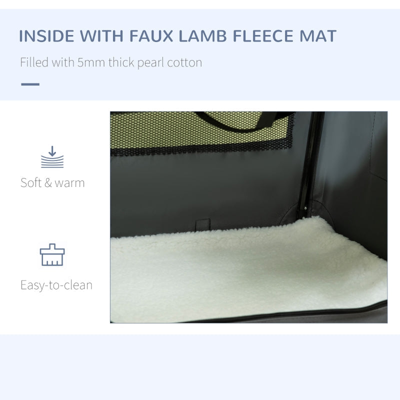 Pet Carrier 70cm Foldable, with Cushion, for Small Dogs and Cats - Grey