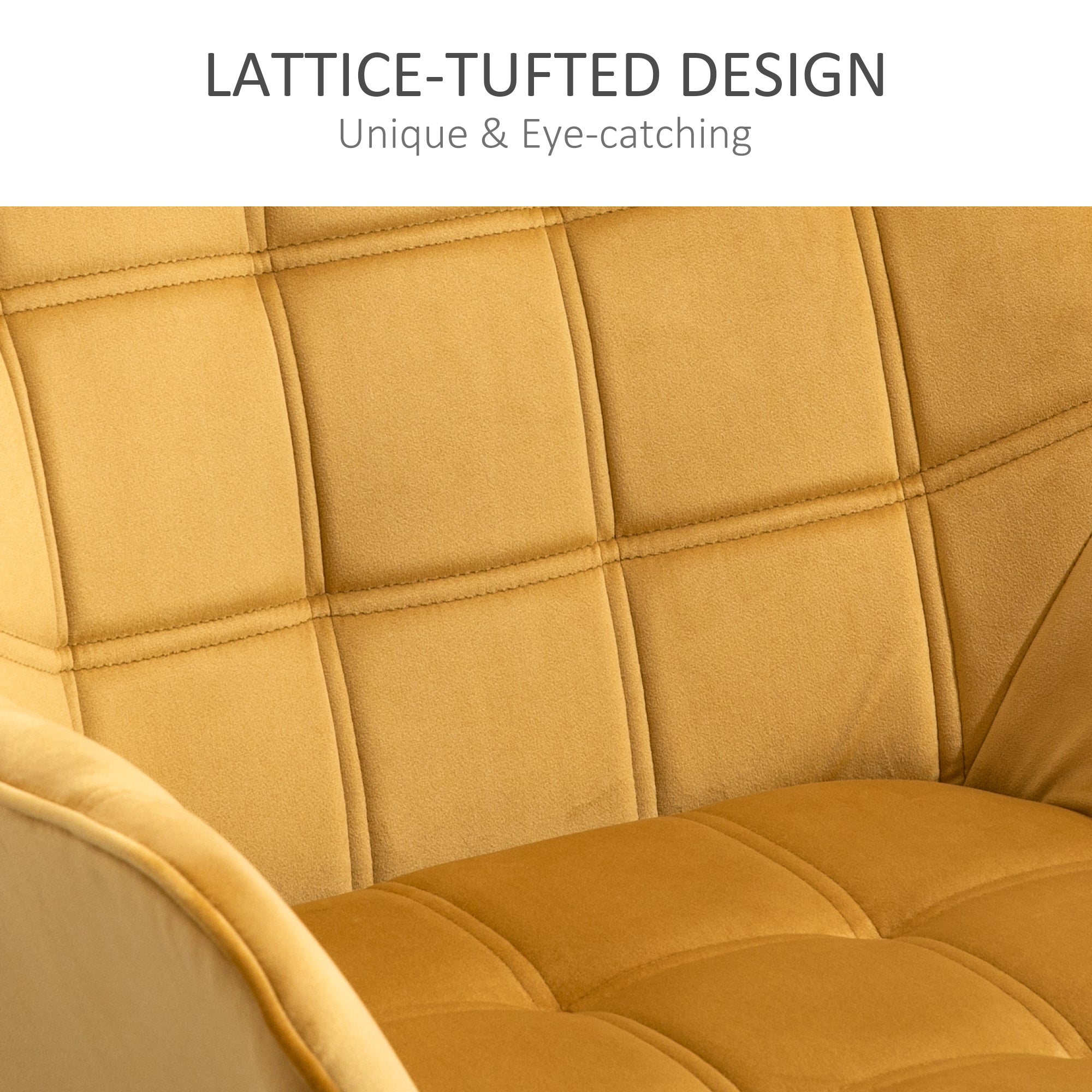 Modern Armchair, Accent Chair with Wide Arms, Slanted Back, Rubber Wood Legs, Yellow