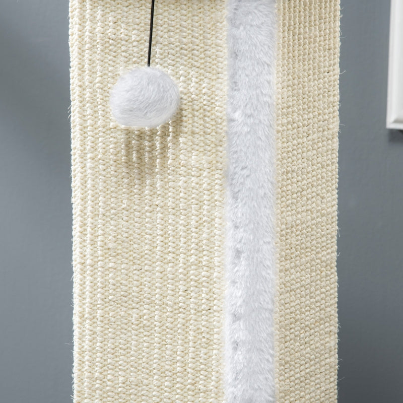 81cm Cat Scratcher, Vertical Full Scratcher with Sisal Rope and Hanging Ball, White