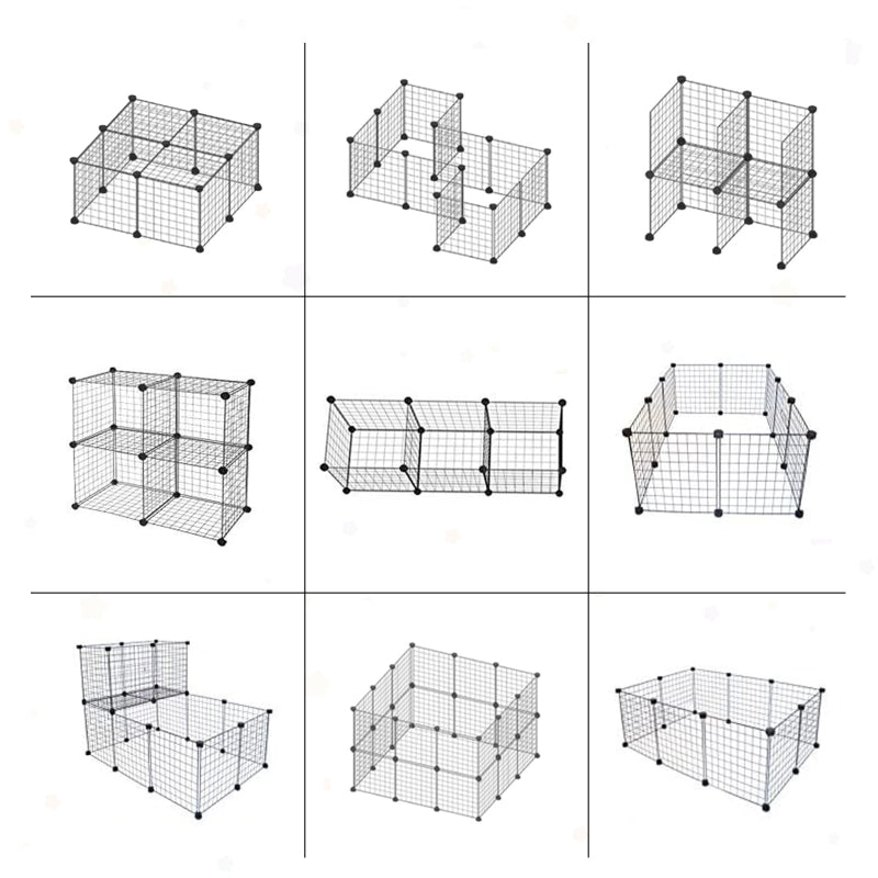 Pet Playpen Cage Enclosure, 39 Panels 3 Doors 2 Ramps, Metal Wire Fence Black