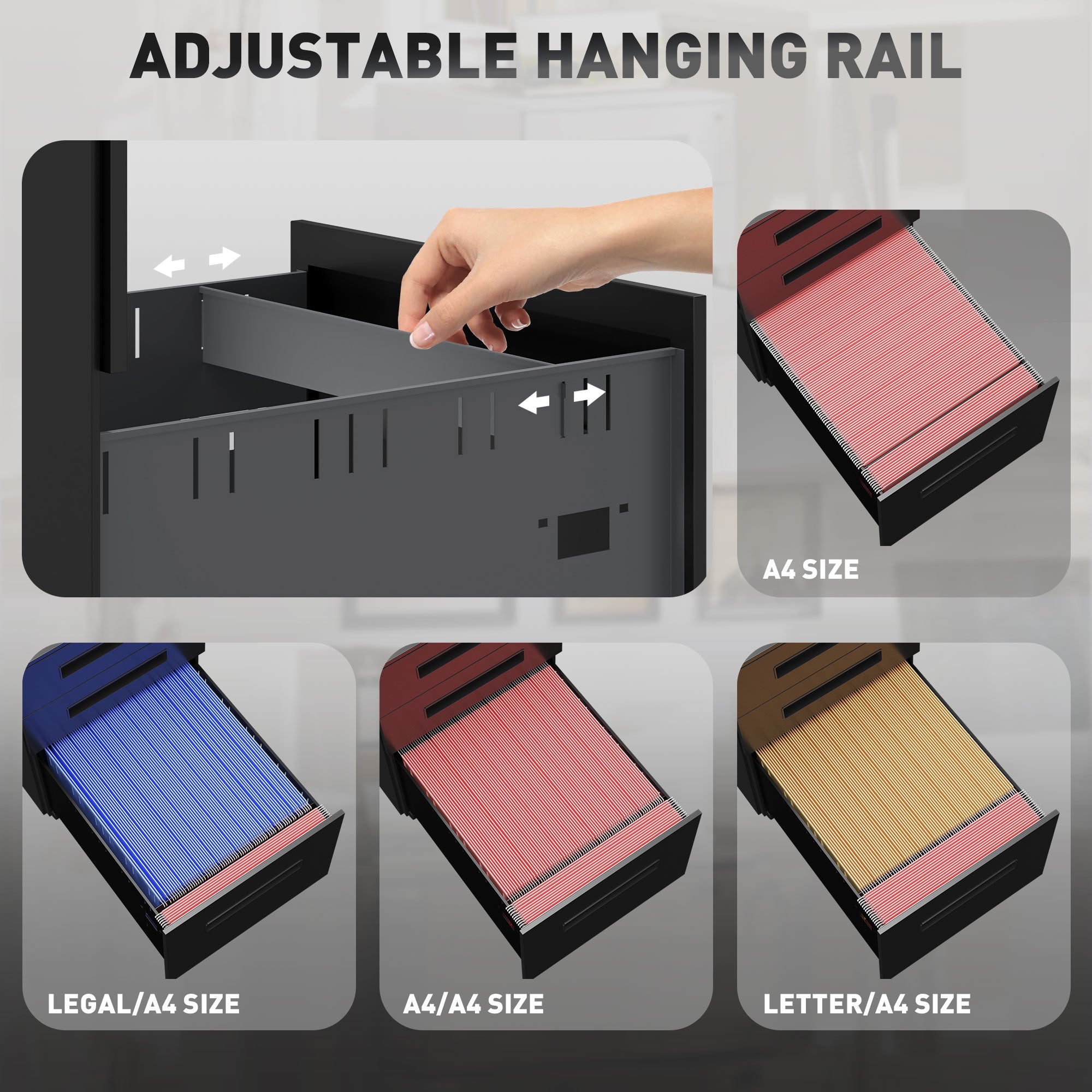 Vinsetto Three-Drawer Filing Cabinet - Steel, Black