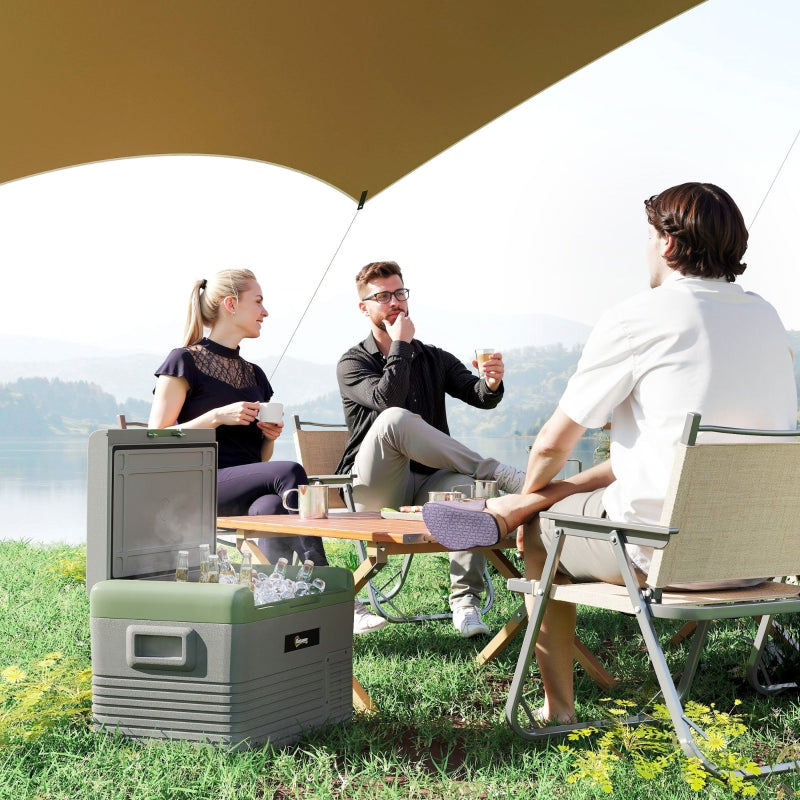 Portable Car Refrigerator 30L - Light Green and Grey