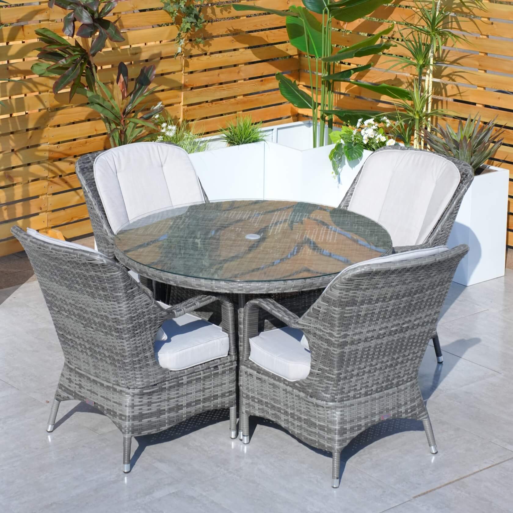 4-Seater Patio Dining Set with Round Table and Parma Chairs - PAD-1709-SET