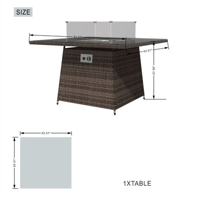 8-Seater Outdoor Corner Sofa Set with Square Fire Pit Table and 2 Benches - PAF-16700