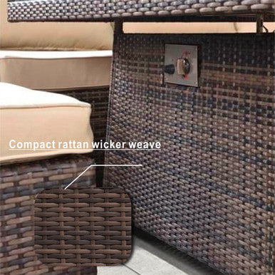 8-Seater Outdoor Corner Sofa Set with Square Fire Pit Table and 2 Benches - PAF-16700