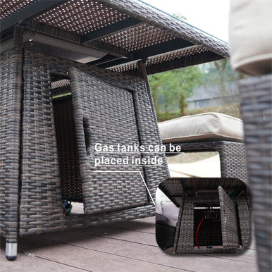 8-Seater Outdoor Corner Sofa Set with Square Fire Pit Table and 2 Benches - PAF-16700