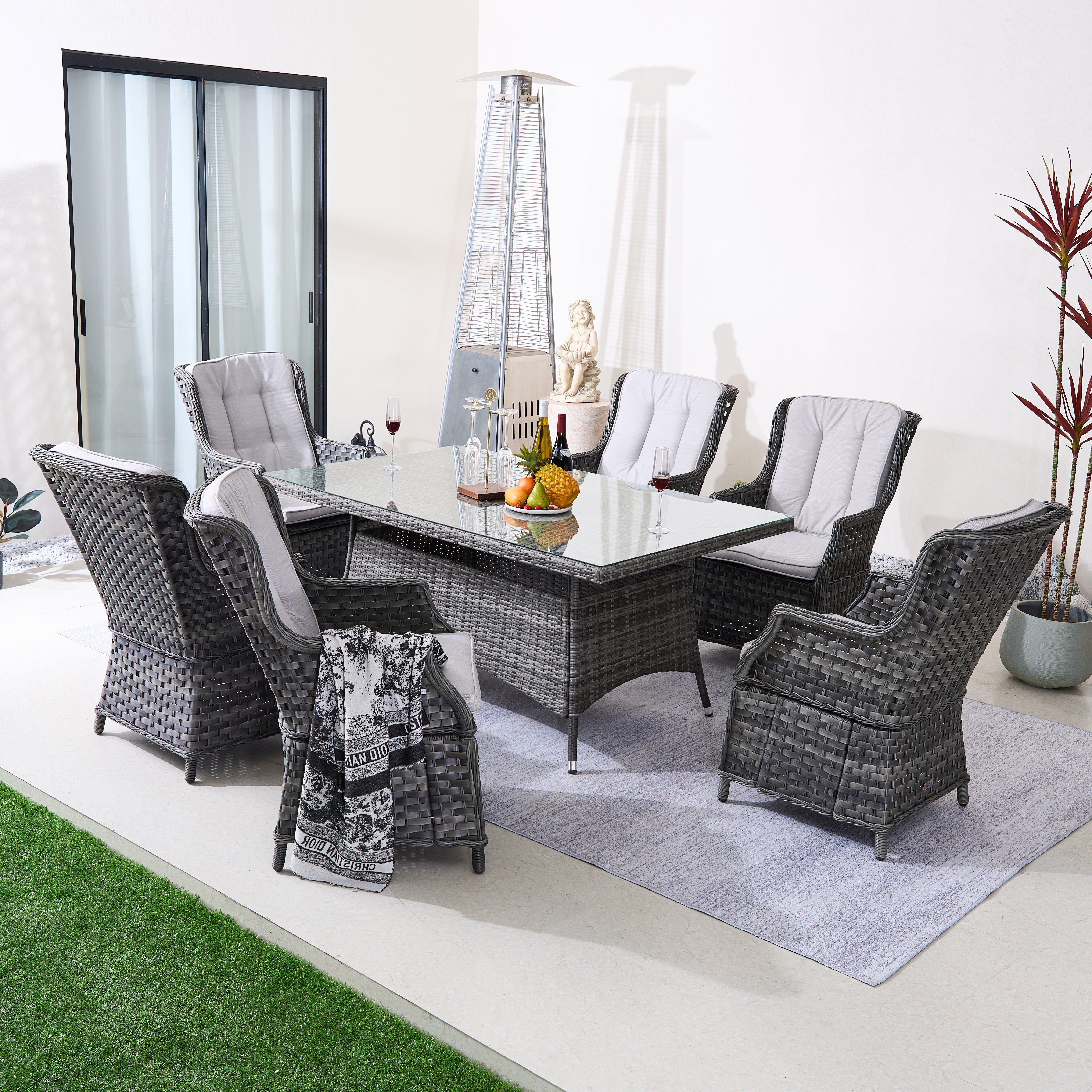 Ravenna 6-Seat Outdoor Dining Set - Rectangular Dining Table (PAD-1712+010)