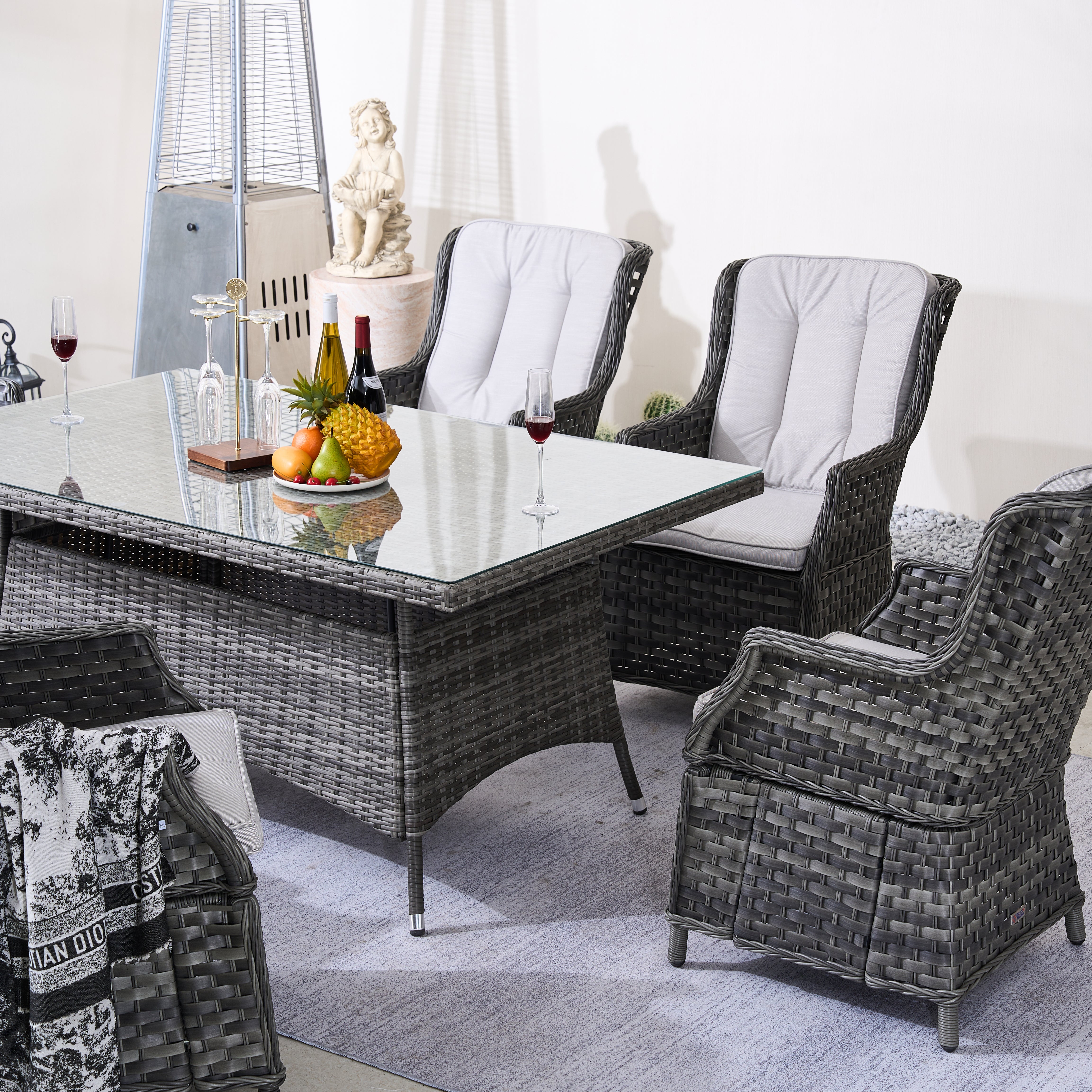 Ravenna 6-Seat Outdoor Dining Set - Rectangular Dining Table (PAD-1712+010)