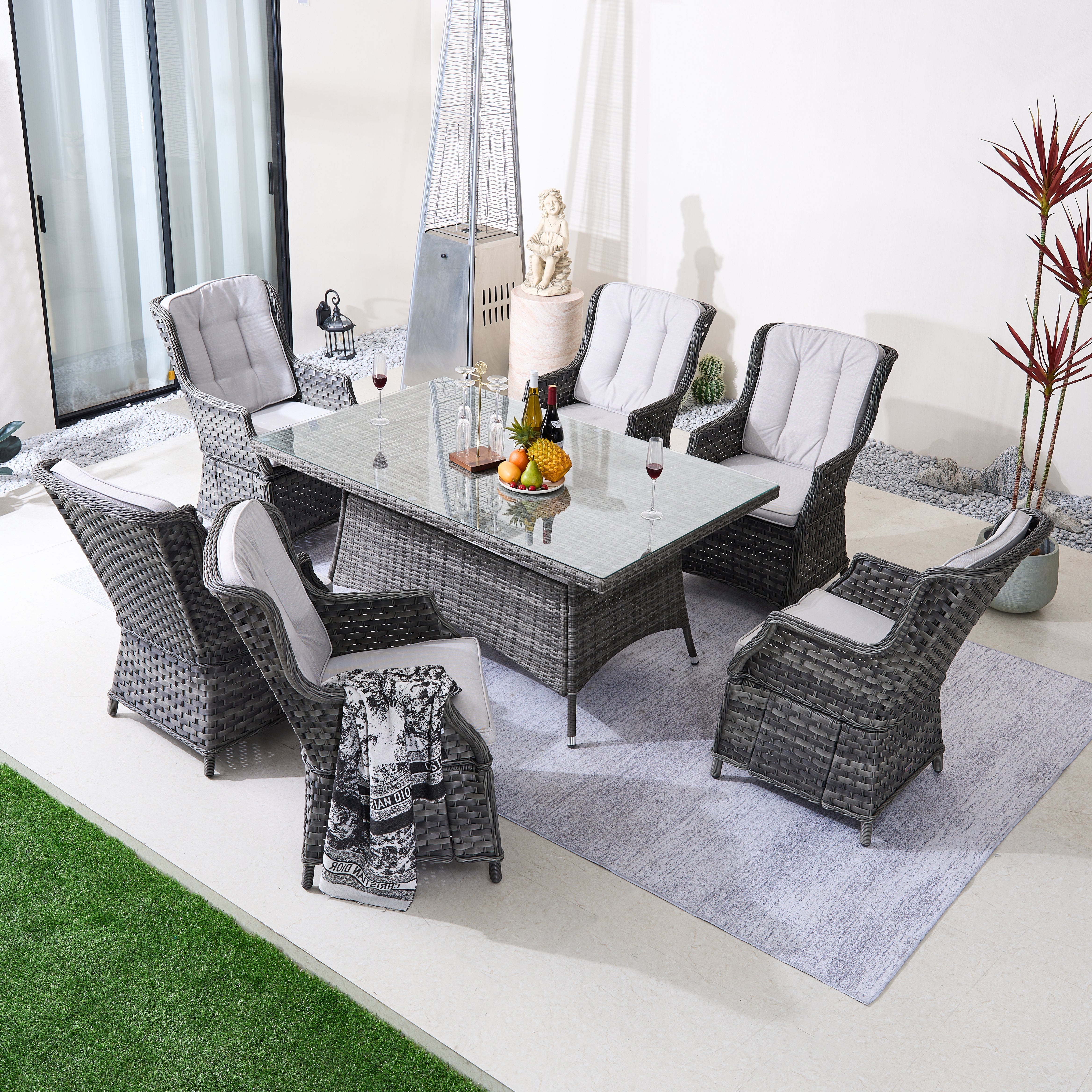 Ravenna 6-Seat Outdoor Dining Set - Rectangular Dining Table (PAD-1712+010)