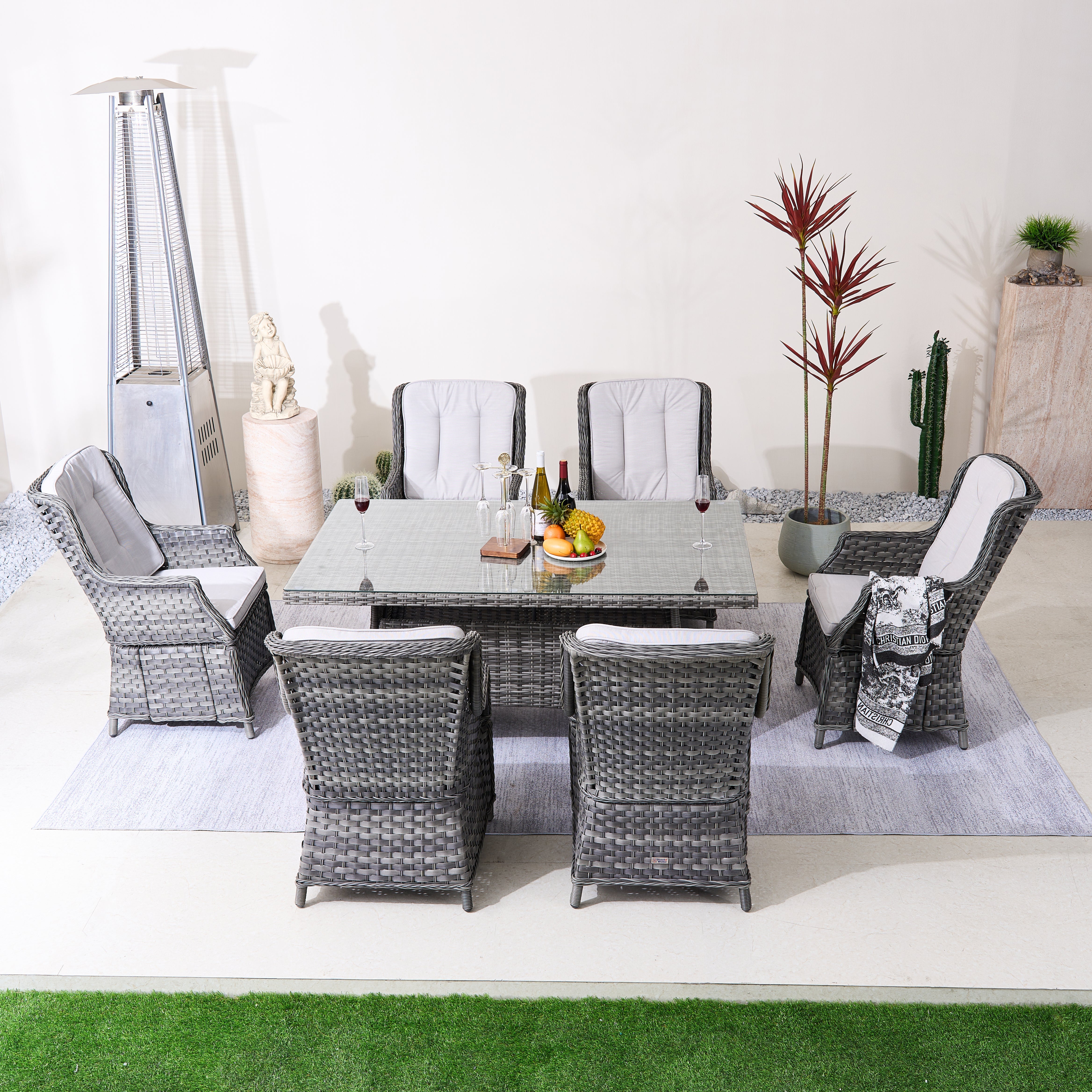 Ravenna 6-Seat Outdoor Dining Set - Rectangular Dining Table (PAD-1712+010)