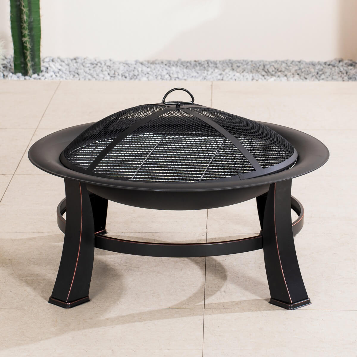 Black Portable Charcoal Fire Pit – Detachable Outdoor BBQ and Fire Bowl