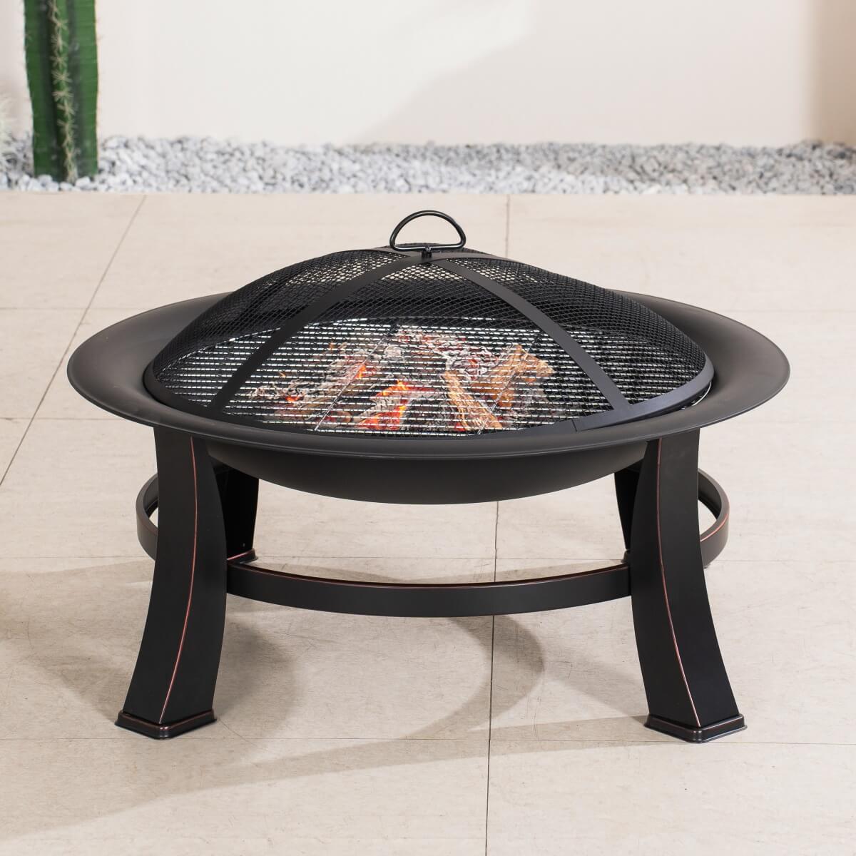 Black Portable Charcoal Fire Pit – Detachable Outdoor BBQ and Fire Bowl