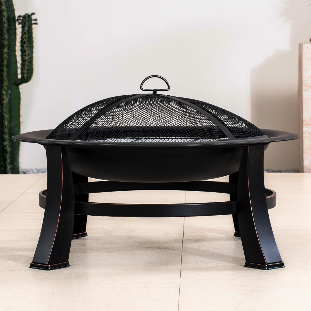 Black Portable Charcoal Fire Pit – Detachable Outdoor BBQ and Fire Bowl
