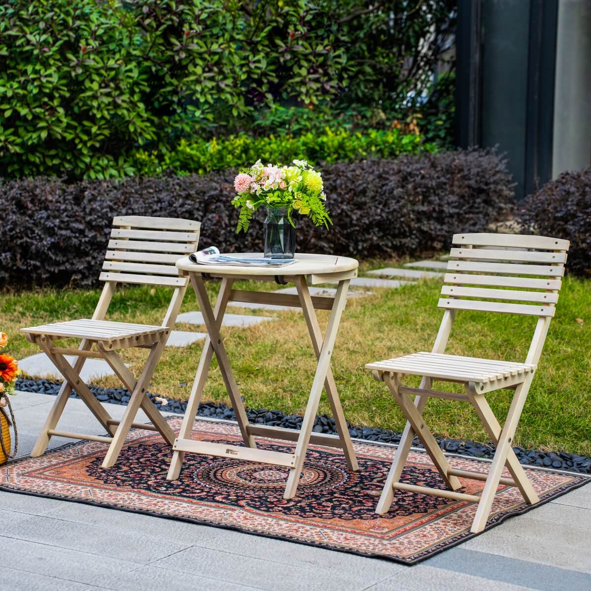 Outdoor Dining Set – Round Table with Chairs for Garden, Patio or Balcony