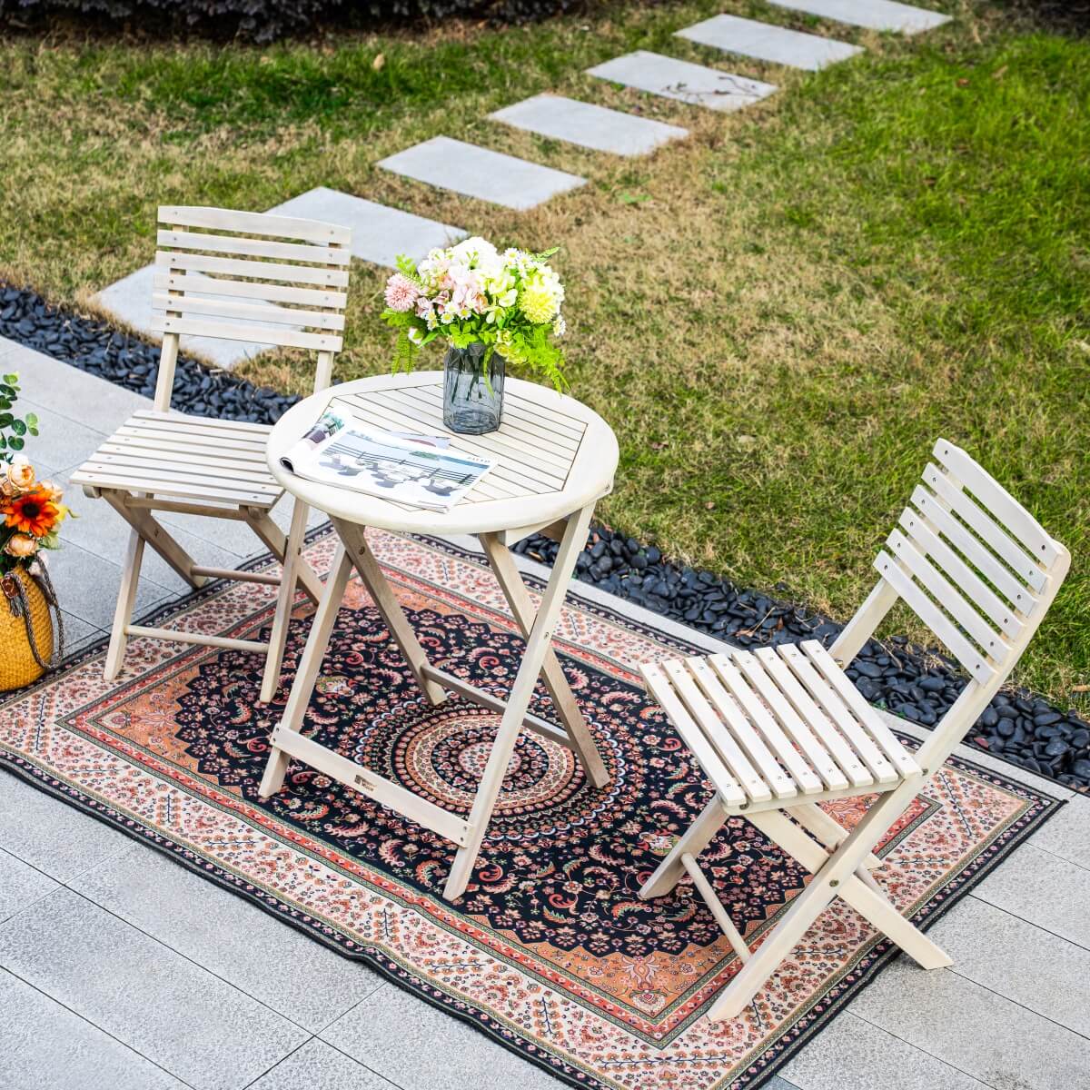 Outdoor Dining Set – Round Table with Chairs for Garden, Patio or Balcony