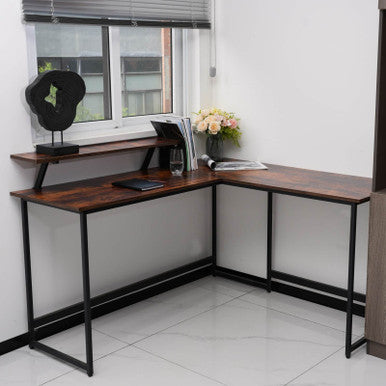 L-Shaped Black Computer Desk with Corner Workstation Table—DT-24612