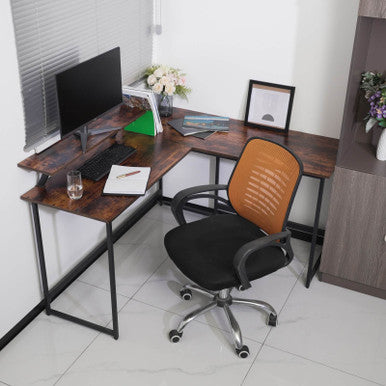 L-Shaped Black Computer Desk with Corner Workstation Table—DT-24612