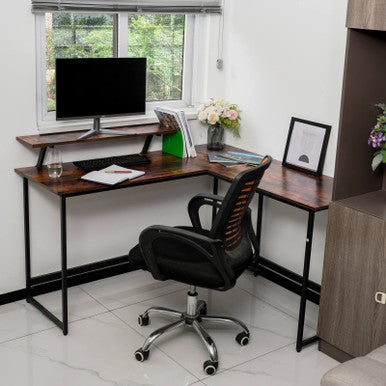 L-Shaped Black Computer Desk with Corner Workstation Table—DT-24612
