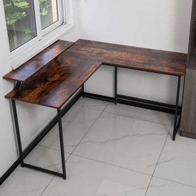 L-Shaped Black Computer Desk with Corner Workstation Table—DT-24612