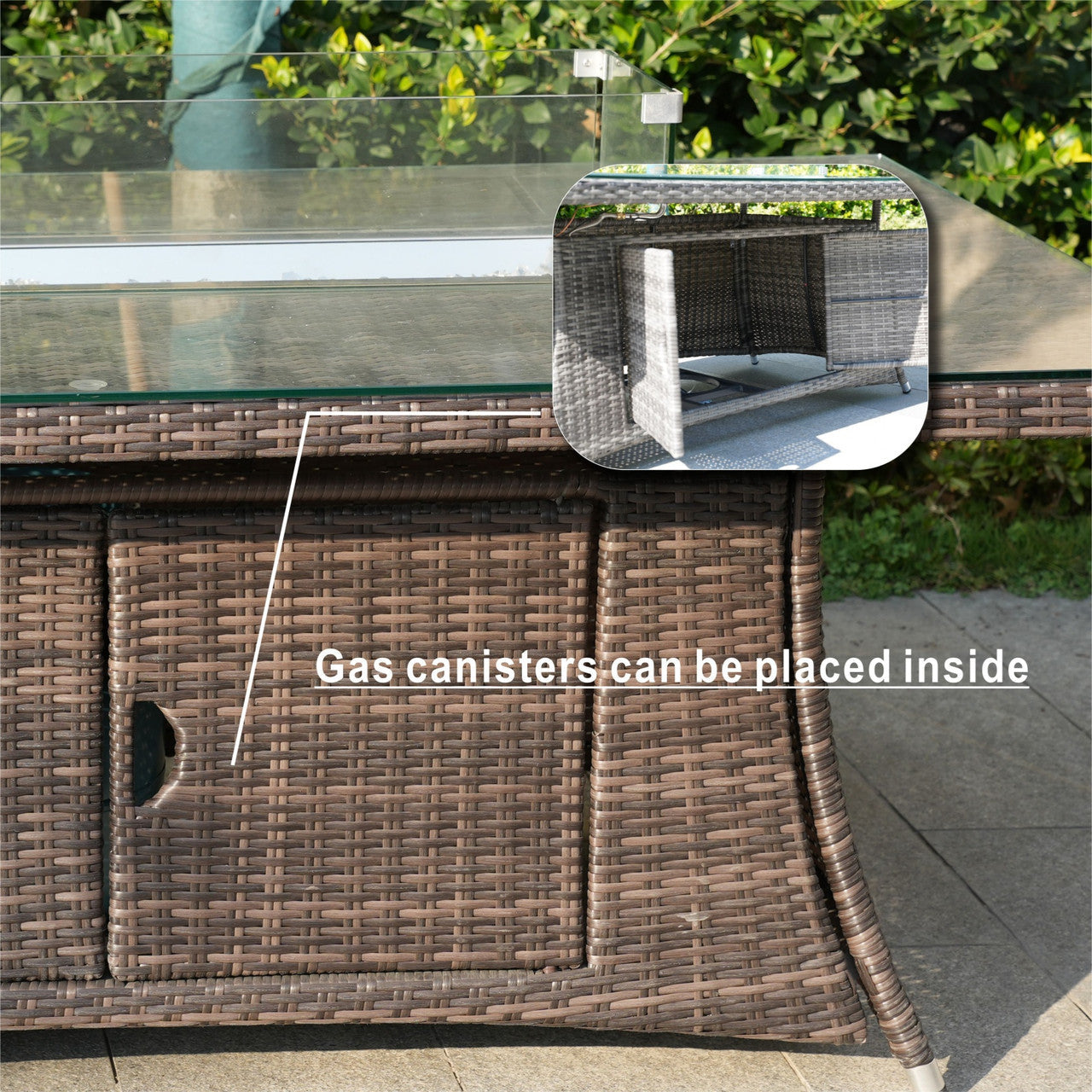 Details of Direct Wicker's 6 Seats Rectangle Patio Fire Pit Set (PAG-1106R) 